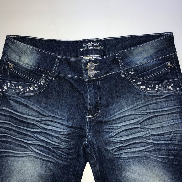 Bebe Premium Skinny Cut Crystal Jeans 15 - Picture 5 of 8